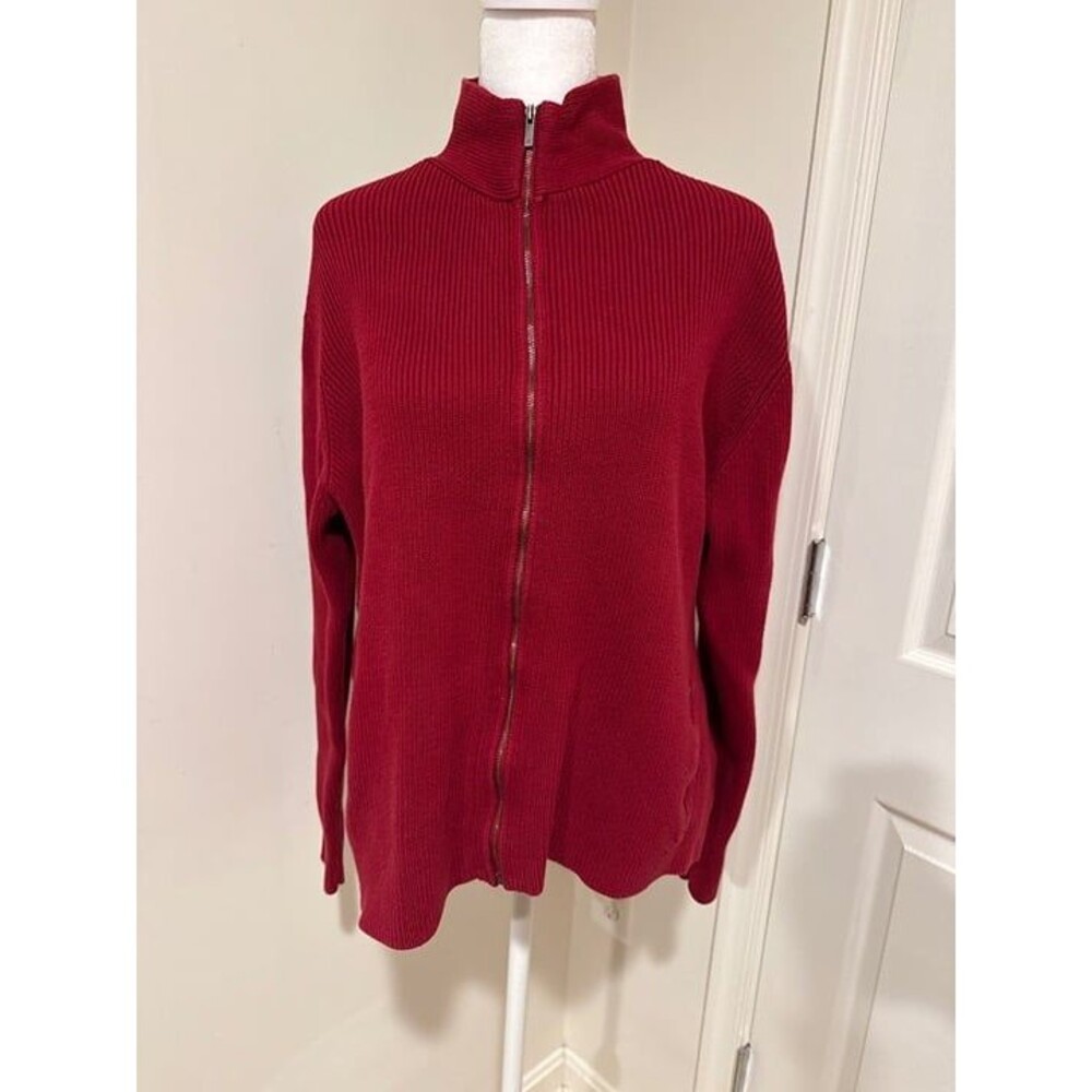 EDDIE BAUER Women's Size XL Full Zip Knit Sweater Jacket Pockets